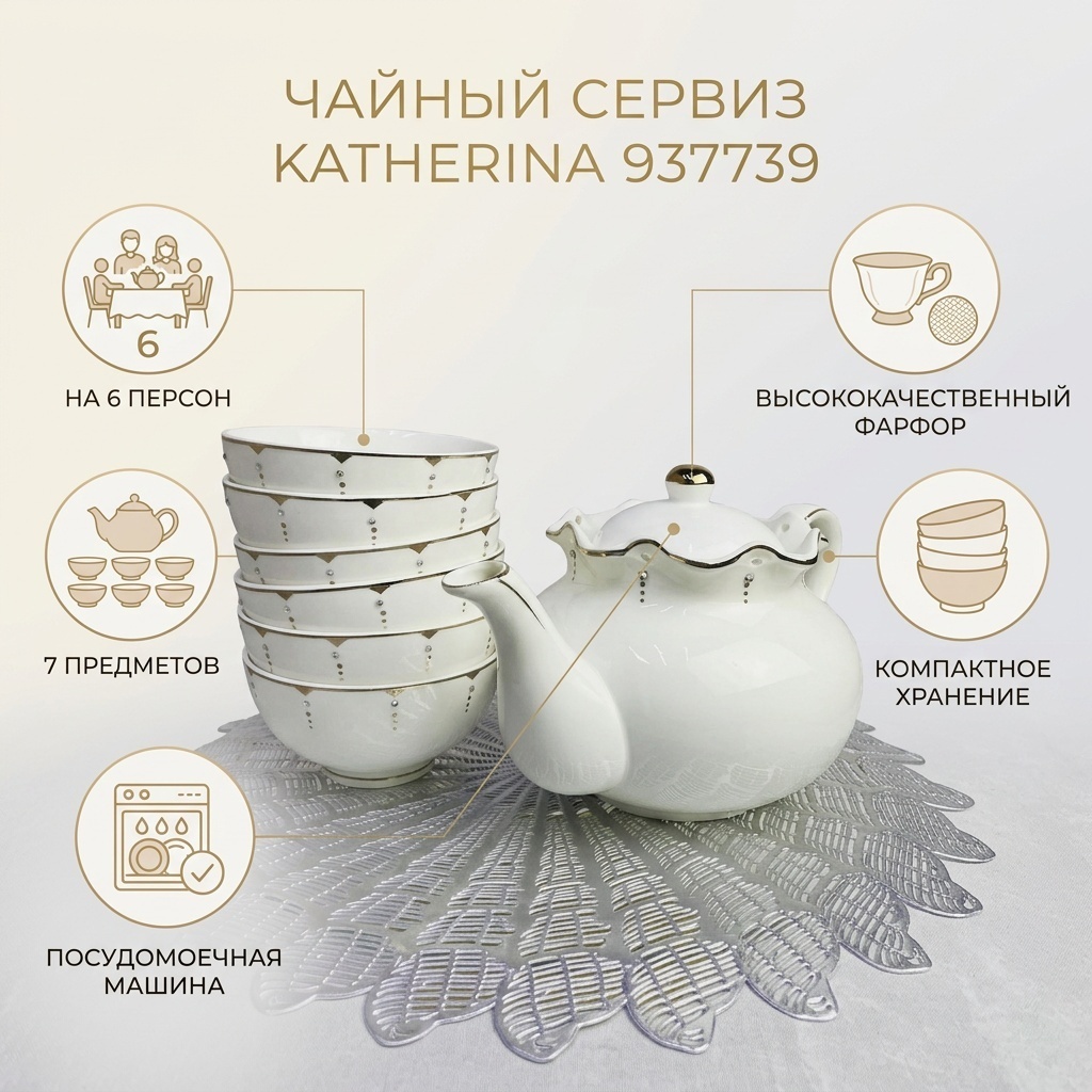 Сервиз на 6 персон Katherina , предметов: 7, чайный, фарфор