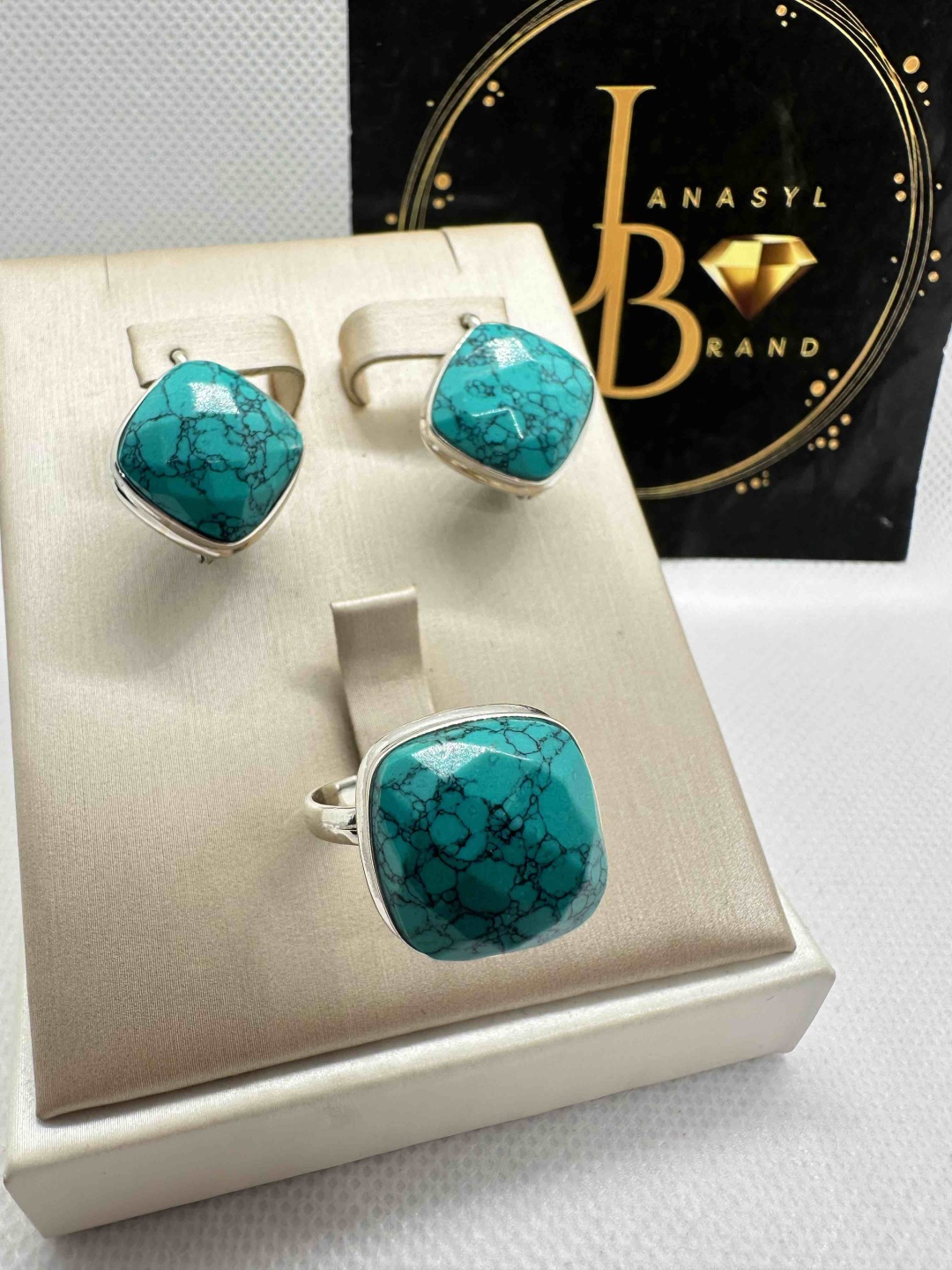 JANASYL Brand JB051 вес 11.5 г серебро, бирюза