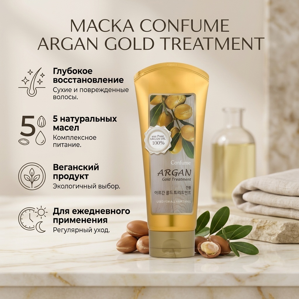 Welcos Confume Argan Confume Argan Gold Treatment маска 200 мл