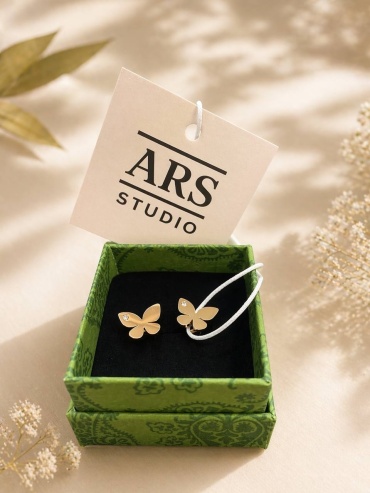 Пусеты серьги ARS STUDIO титан, нержавеющая сталь, цирконий