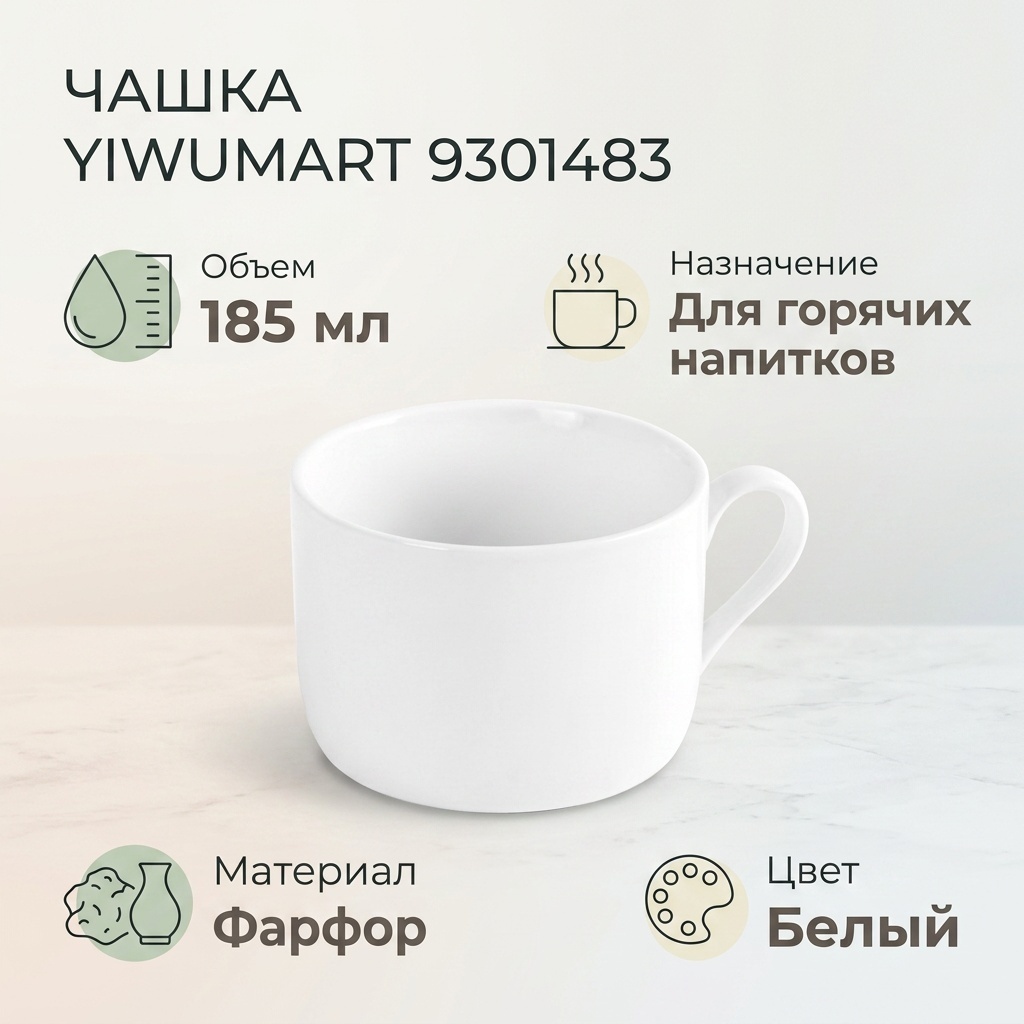 Стакан Yiwumart 185 мл, фарфор, 1 шт