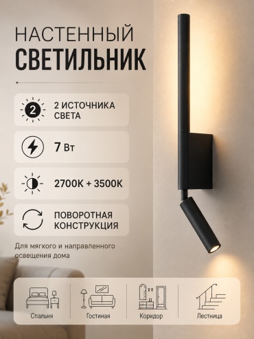 Бра настенный Sinogoods E14, черный
