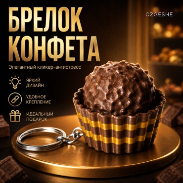 Кликер OZGESHE Кликер конфета антистресс коричневый