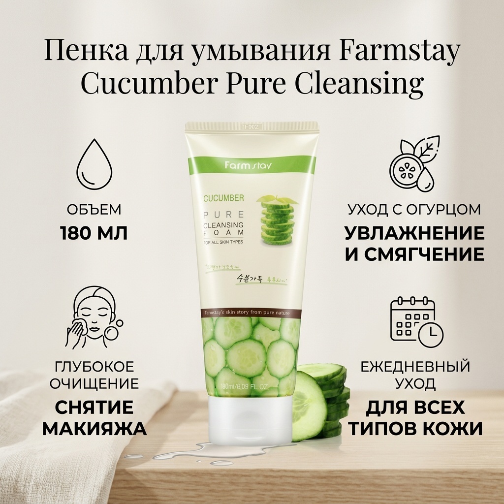 Farmstay Cucumber пенка 180 мл