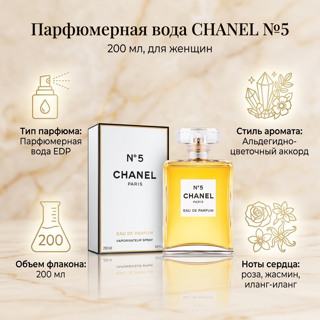 CHANEL №5 парфюмерная вода EDP 200 мл, для женщин