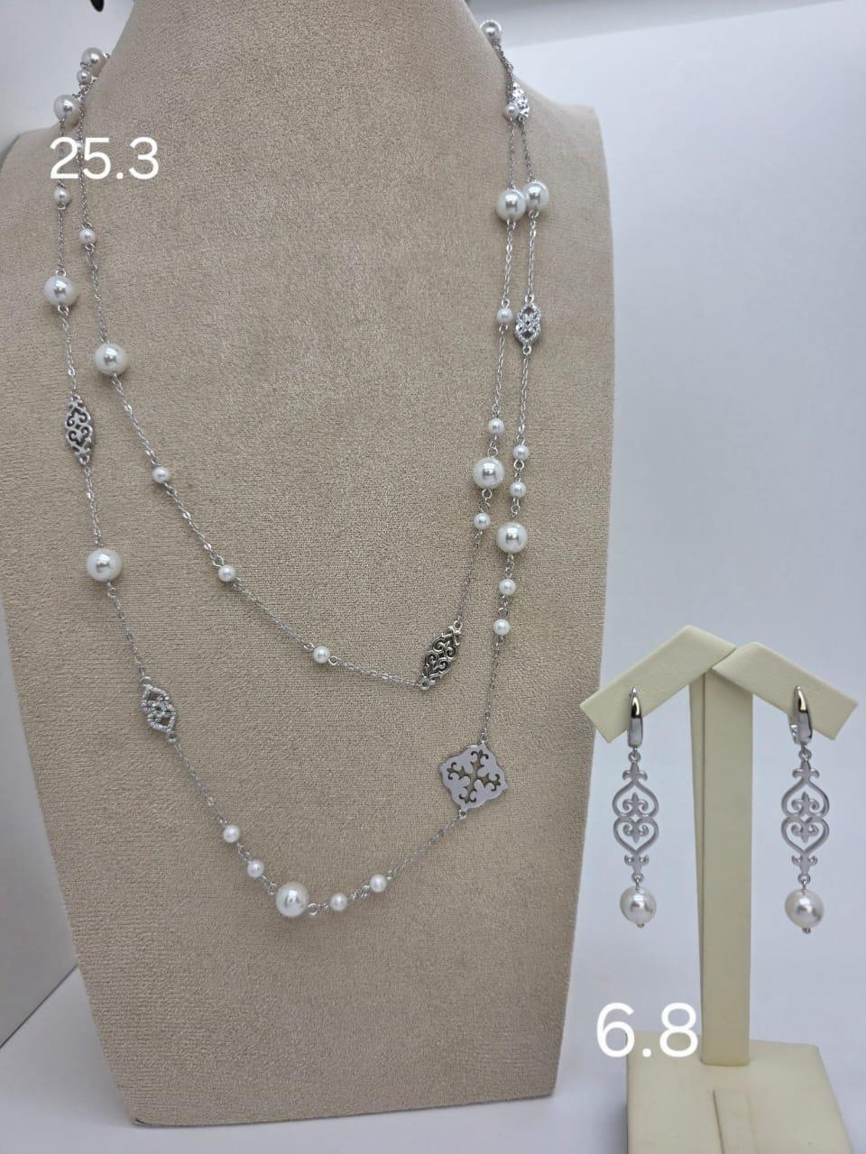 Silver 925 343536 вес 32.1 г серебро, жемчуг, фианит