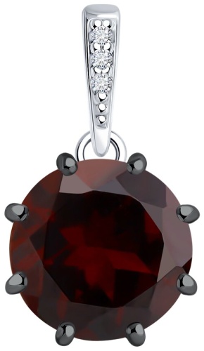 Подвеска Diamant родирование 925 вес 1.22 г серебро, гранат