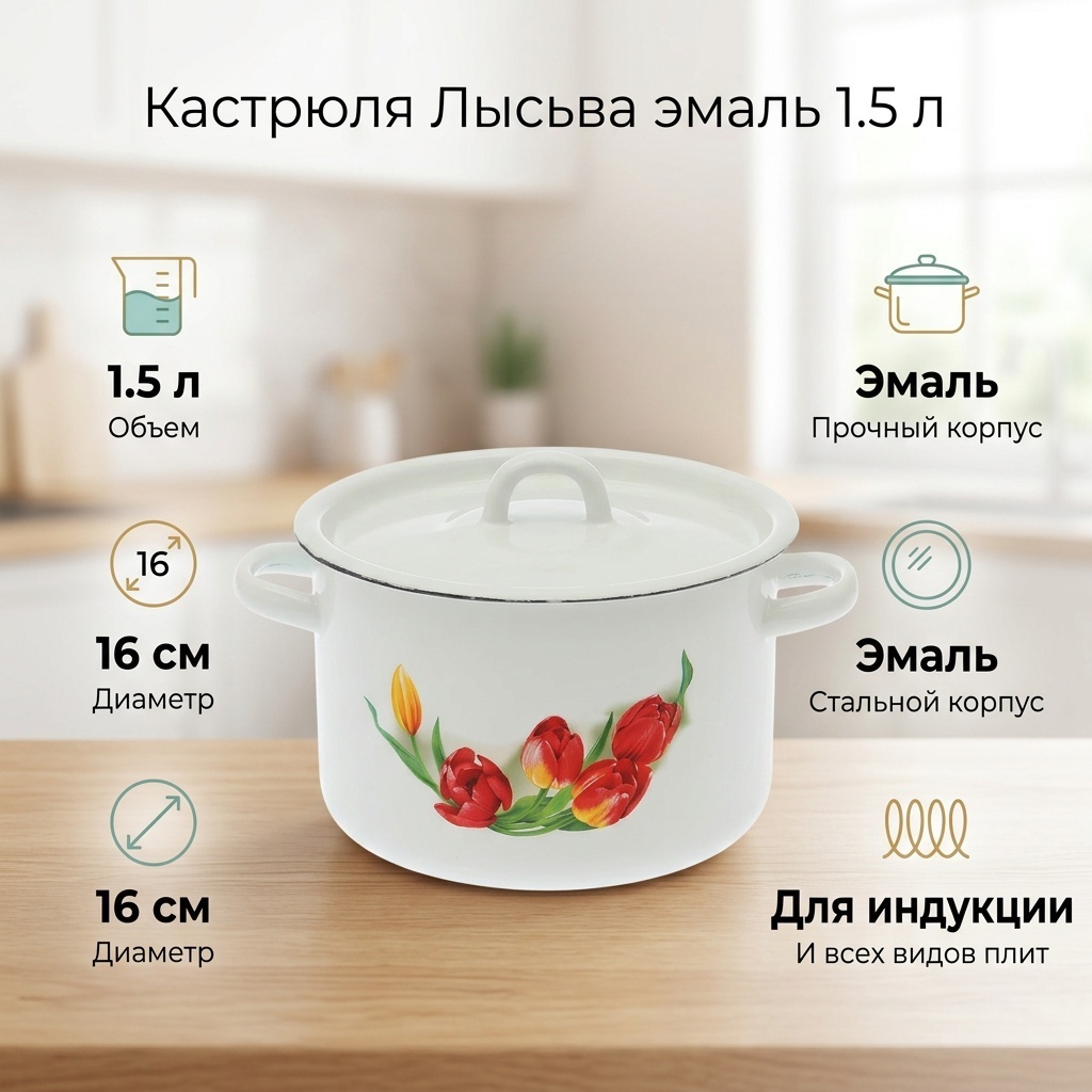 Кастрюля 1.5 л, Лысьва 63402491 эмаль