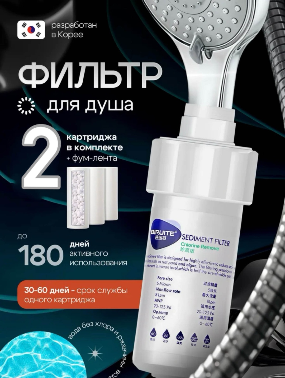 Фильтр для душа 277814141, ресурс: 40000 л