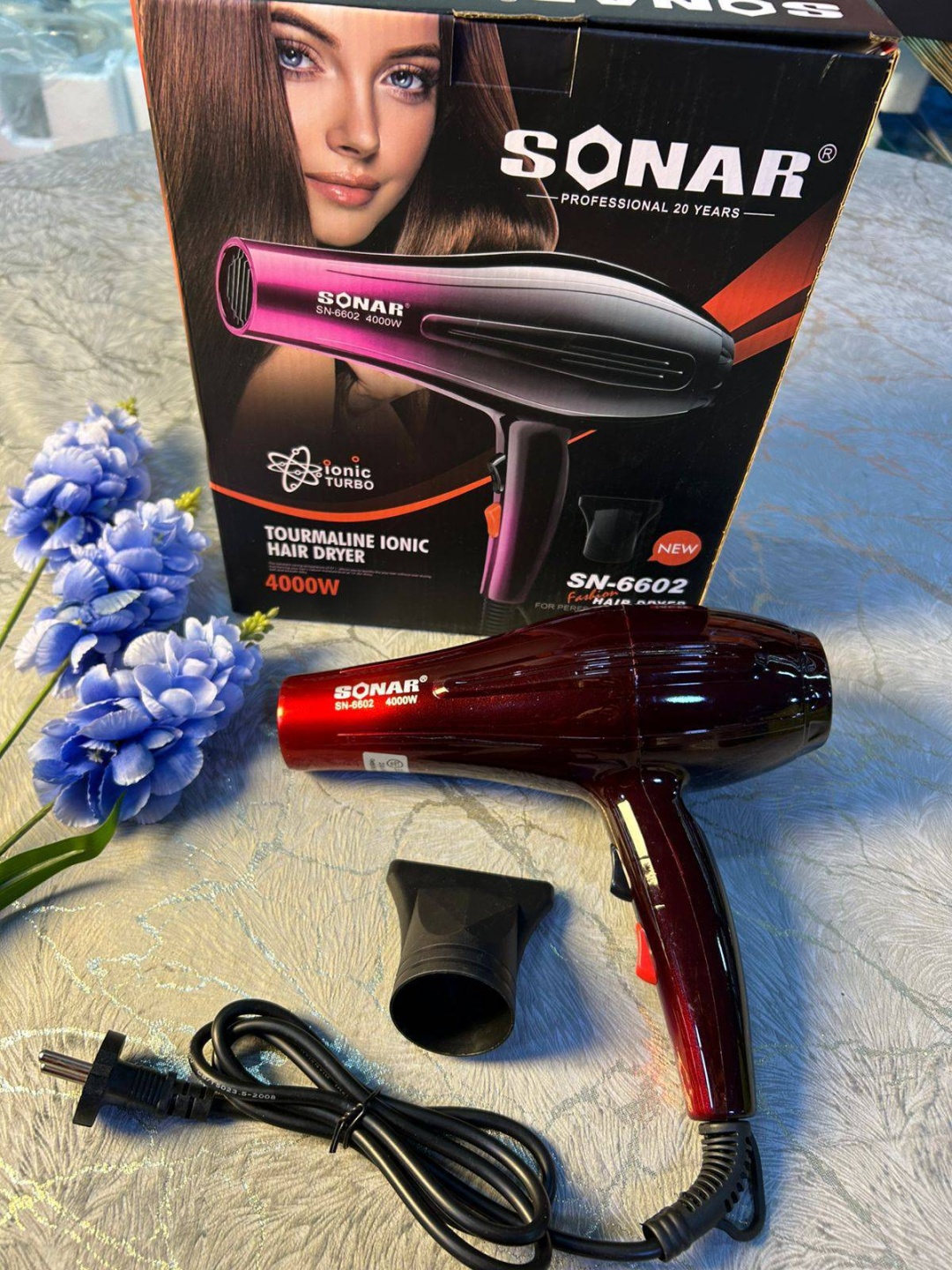 30429785_898640712_Профессиональный фен SONAR SN-6602 бардовый 4000вт фен бордовый