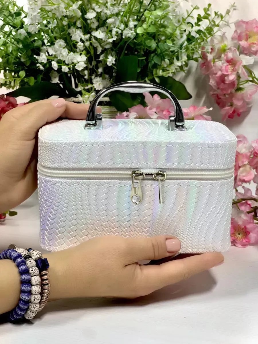 Косметичка искусственная кожа белый 12X20 см