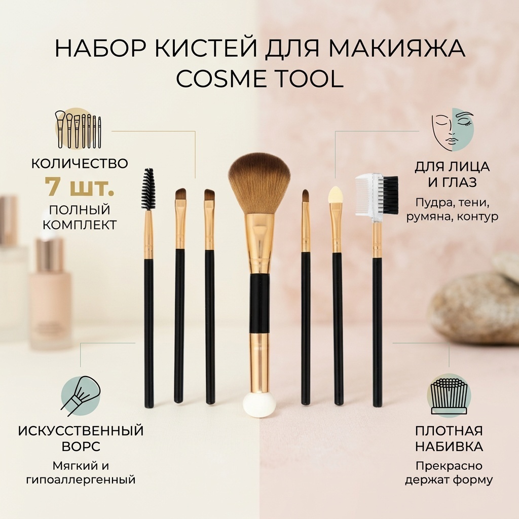 Кисточки для макияжа Набор 7 шт