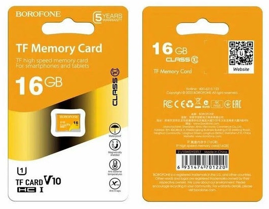 Карта памяти Borofone microSD 6931474701220 16 Гб