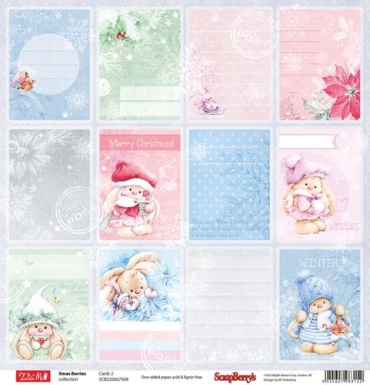 Бумага для скрапбукинга односторонняя Xmas Berries "Cards 2" 30,5х30,5 см (лист) SCB220607508