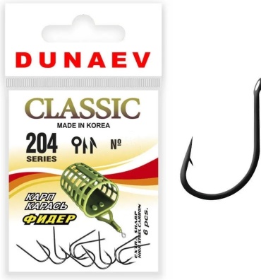 Крючок для рыбалки Dunaev Classic 204 # 8 одинарный черный 10 шт