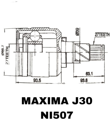 A.D.A.L AUTO шрус внутренний NI-507