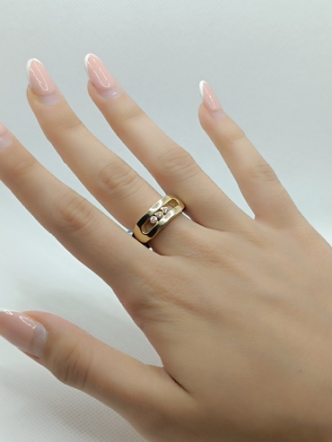 MANILAS GOLD Diana Diamond размер 17 вес 2.4 г золото, каучук, фианит