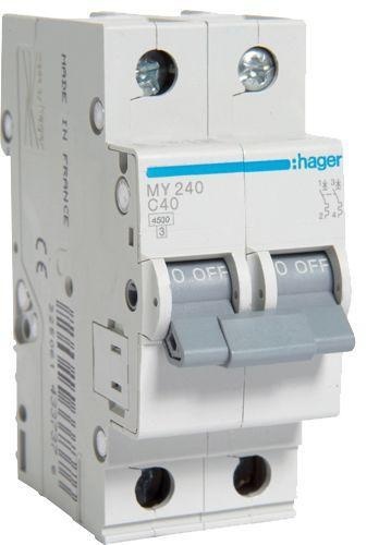 Hager автоматический выключатель 2P 40 A, 4.5 кА, 220/380 В
