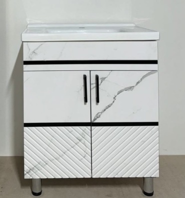 Тумба с раковиной 30369274_Елка Черный Мрамор 50 см, 50x85x36 см, белый