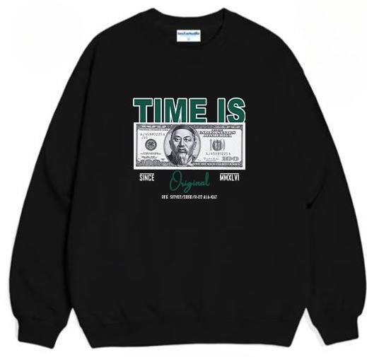 Свитшот TIME IS oversize inst:strc.wear черный