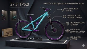 Велосипед Новая модель MACOGE DIRT BIKE TP5.0 (27.5') 2026г. 2026 16 дюймов бирюзовый