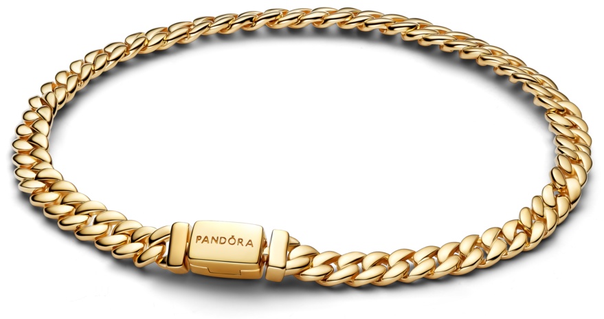 PANDORA «Кубинское плетение» 564367C00-16 длина 16 см, вес 7.85 г сплав покрытый золотом 14К, плетение кубинское