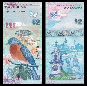 Деньги сувенирные Бермудские острова 2 доллара 2009 год. 1 шт