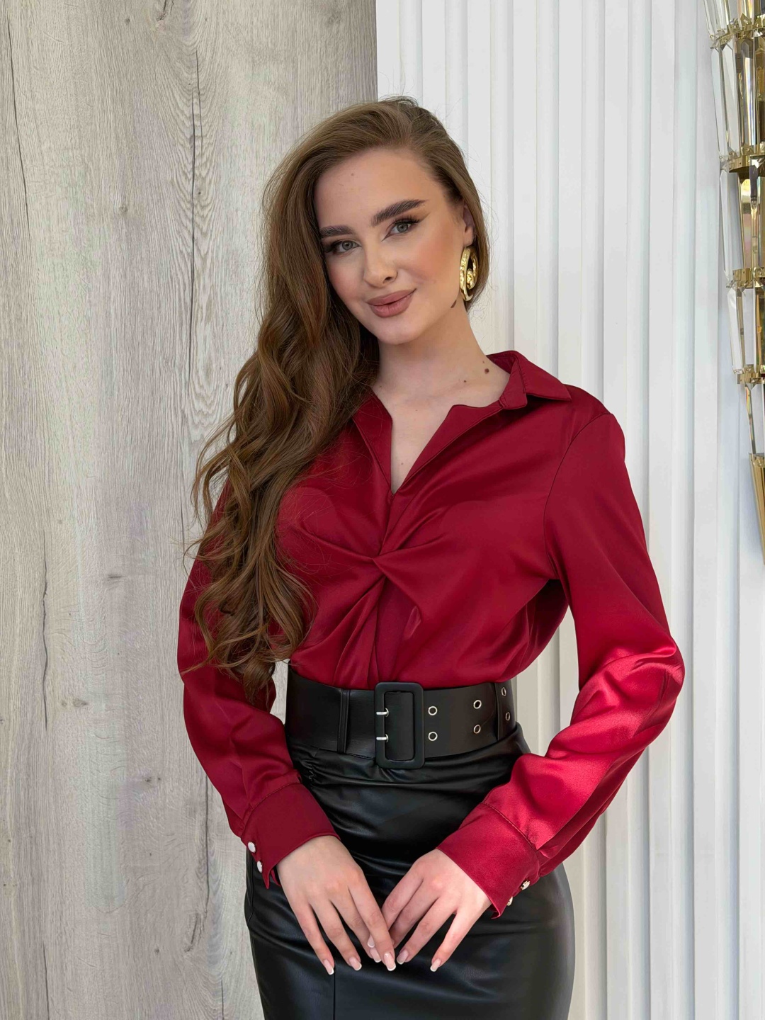 Рубашка Anro Fashion бордовый