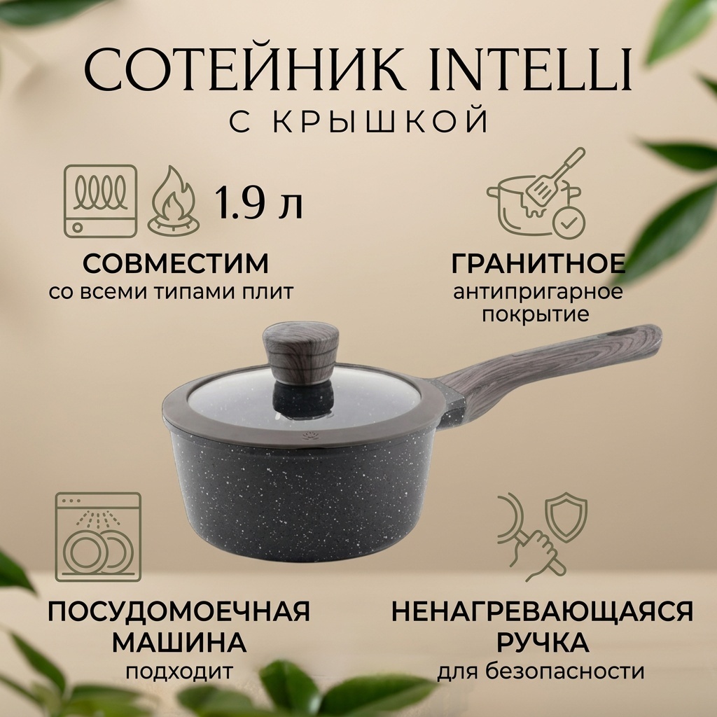 Сотейник 1.9 л, Антипригарный алюминий