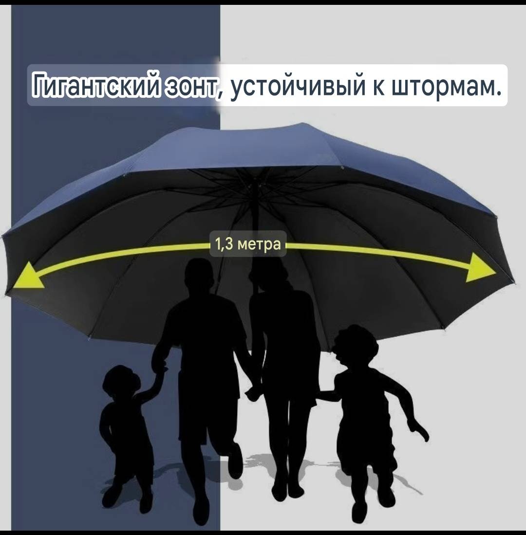 Складной зонт полуавтомат черный