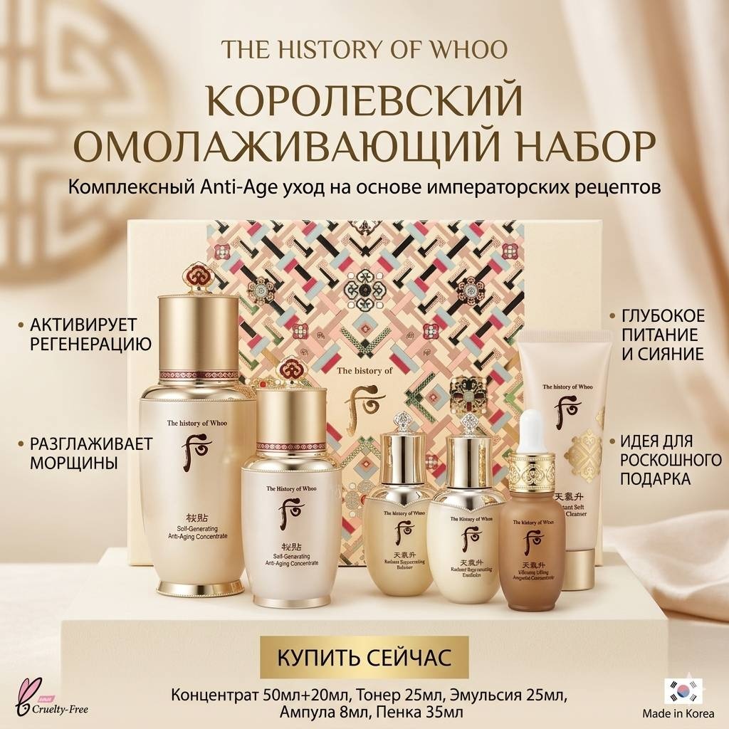 The History of Whoo Премиальный омолаживающий набор для лица Bichup & Cheongidan Premium Set набор по уходу за лицом унисекс