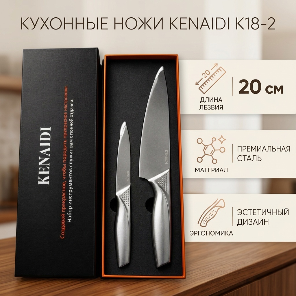 Набор ножей Kenaidi, лезвие: нержавеющая сталь 2 шт