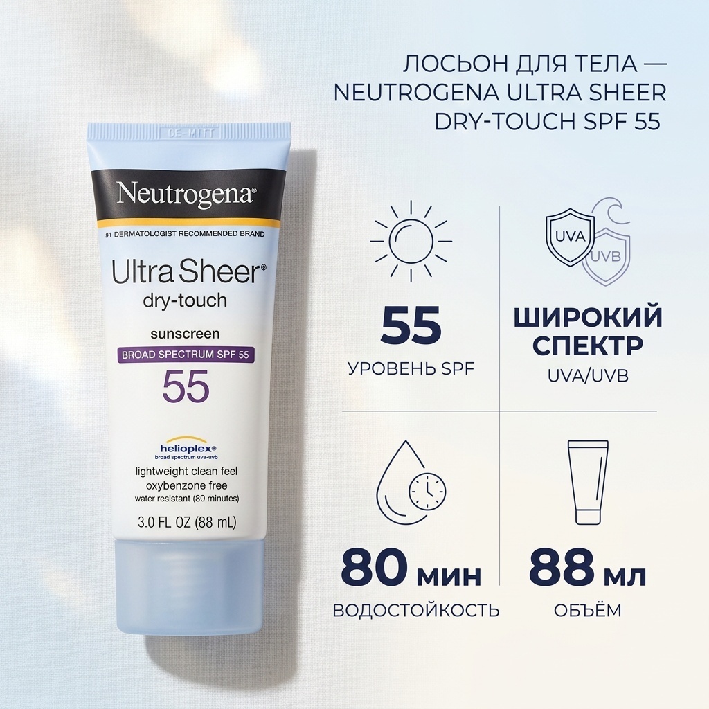 Neutrogena Ultra Sheer Dry-Touch SPF55 лосьон для тела 88 мл