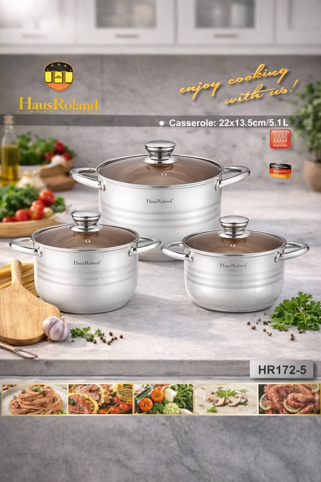 Набор кастрюль Haus Roland HR172-5 6 в 1
