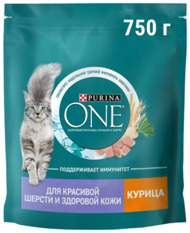 Purina One для красивой шерсти и здоровой кожи курица 0.75 кг