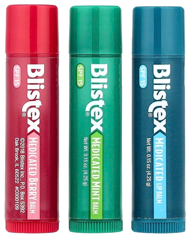 Blistex бальзам Berry, Classic, Medicated Mint 3 шт по 4.25 г