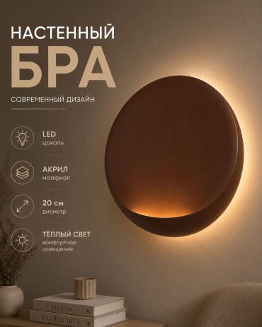 Бра настенный 3D PUZZLE LED, коричневый