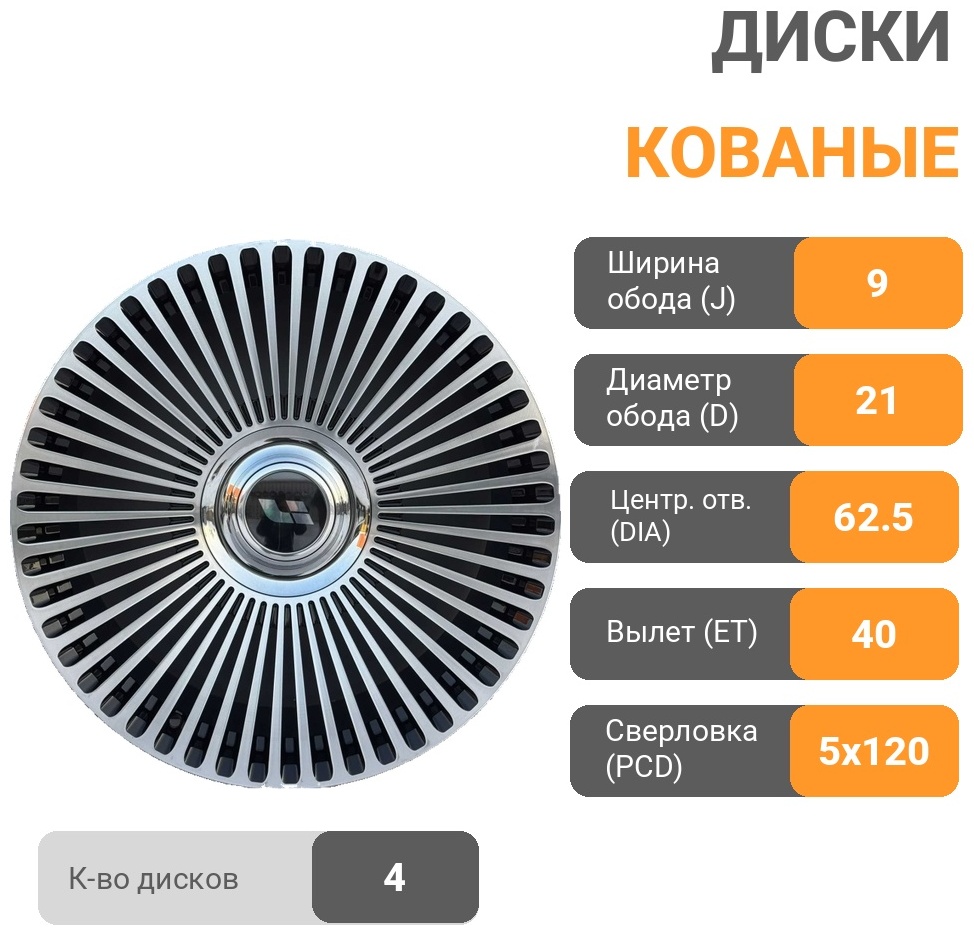 Forged Alloy LiXiang 9x21/5x120 D62.5 ET40 4 диска черный, серебристый