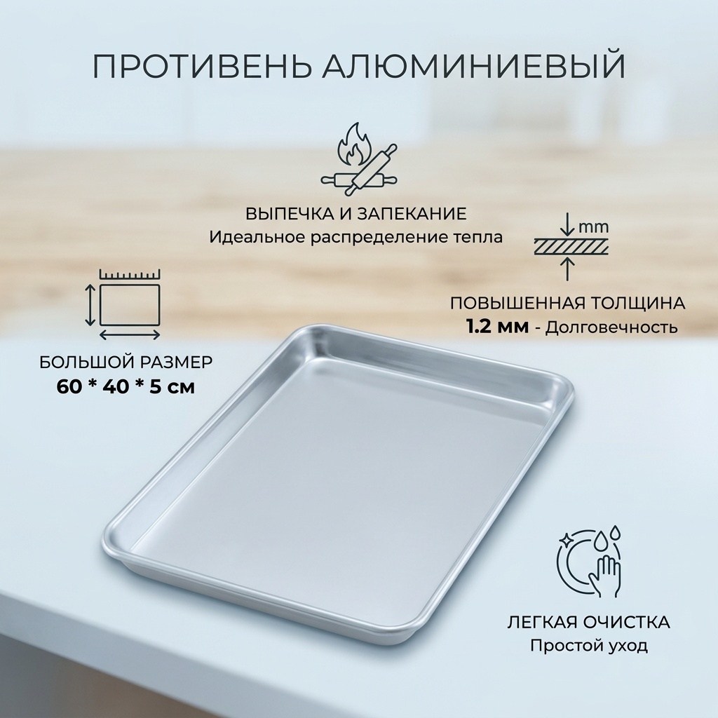 Противень для выпечки алюминий, 1 шт