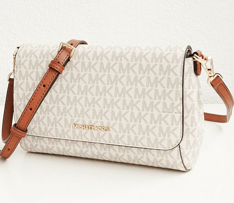 Сумка кросс-боди Michael Kors натуральная кожа белый, коричневый
