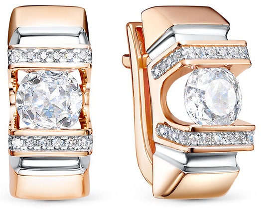 Серьги Miras Gold 121087 вес 4.69 г золото, фианит