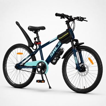 Велосипед Wingoffly SWLS в горном стиле MTB, с дисковым тормозом городской 2027 24 дюйма синий-зеленый