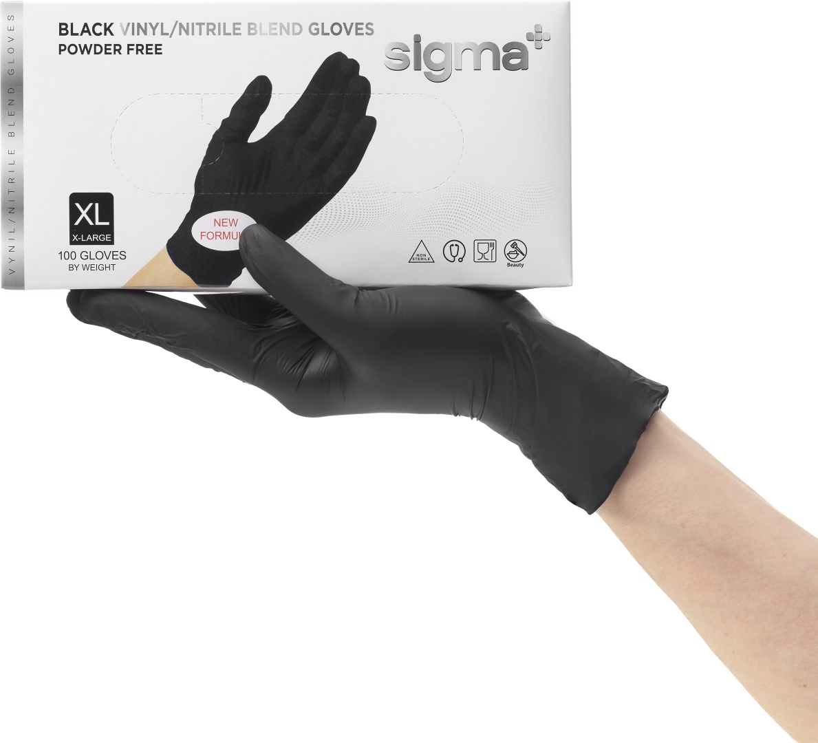 Sigma+ перчатки Базовая коллекция 788364408914 черный 100 шт XL