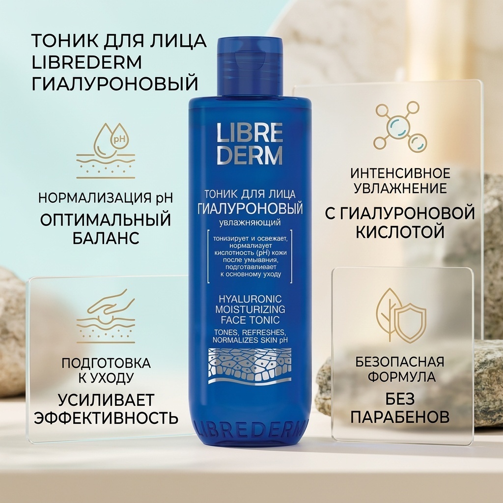 Librederm тоник Тоник для лица увлажняющий гиалуроновый Hyaluronic Moisturizing Face Tonic 200 мл