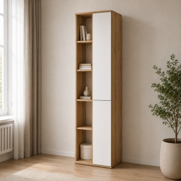 Шкаф-пенал напольный DreamDesk Шкаф-Стеллаж, 60x32x210 см, белый, коричневый