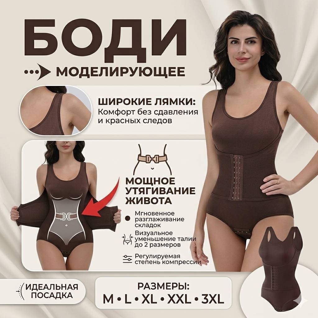Утягивающее боди Viloris коричневый