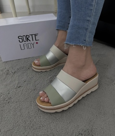 Сабо Sorte Lady бежевый, бирюзовый