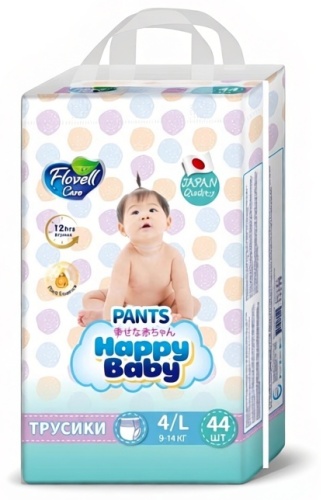 Подгузники-трусики Happy baby L, 4, 44 шт