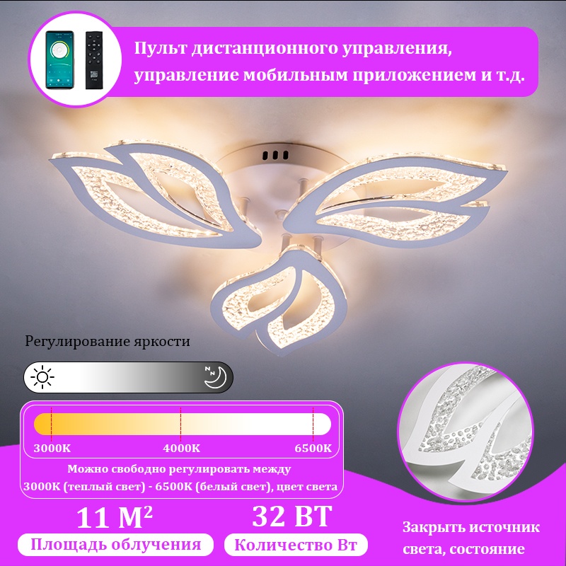 Люстра потолочная LED, кол-во ламп: 3 шт