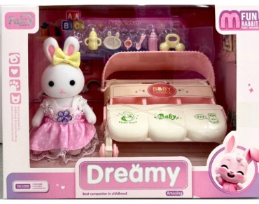 Набор Dreamy Игровой набор Dreamy Rabbit Baby Carriage, зайка с коляской и аксессуарами для ухода за малышом
